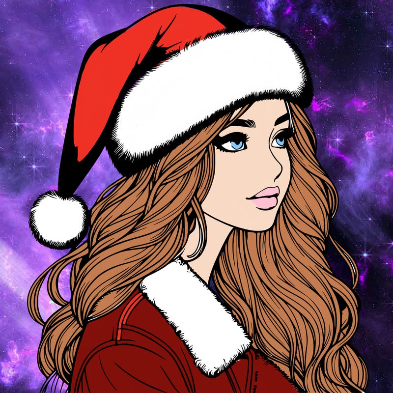 realistic girl in santa hat