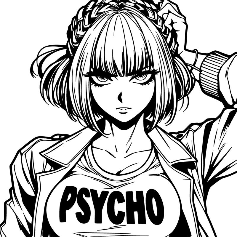 badass, pyscho female manga character