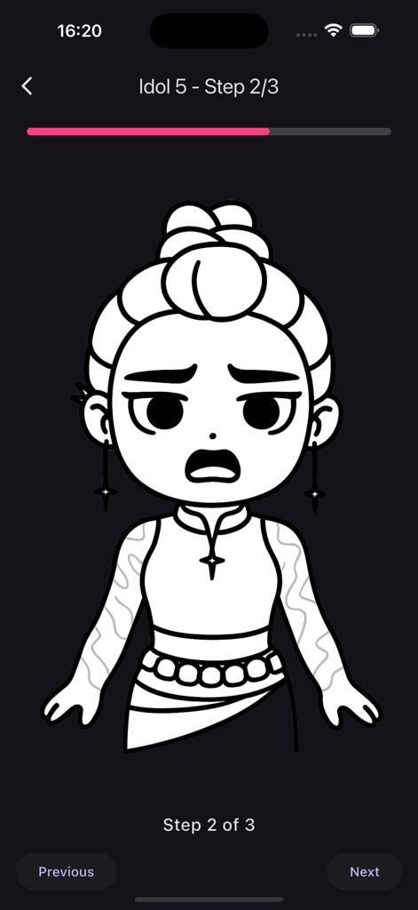 Segundo paso de la guía de dibujo de un idol K-pop estilo chibi