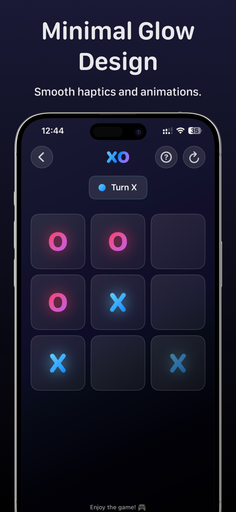 XO Glow: Party Tic Tac Toe - Diseño minimalista de brillo de neón del juego XO Glow Ta Te Ti