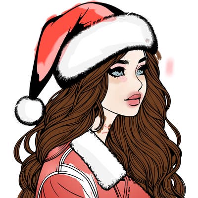 realistic girl in santa hat