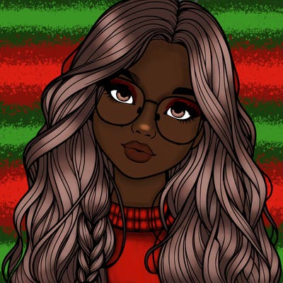 girl with long hair and freckles and glasses realistic