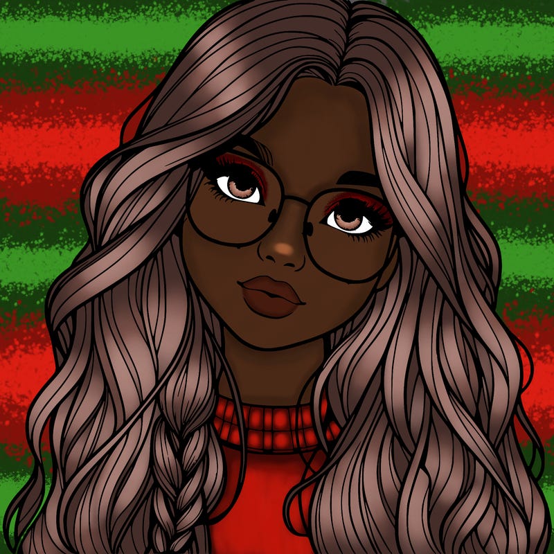 girl with long hair and freckles and glasses realistic