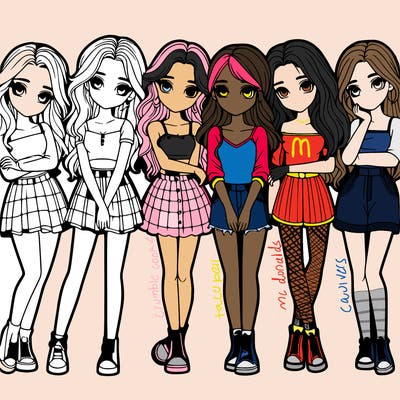 a group of girls realistic