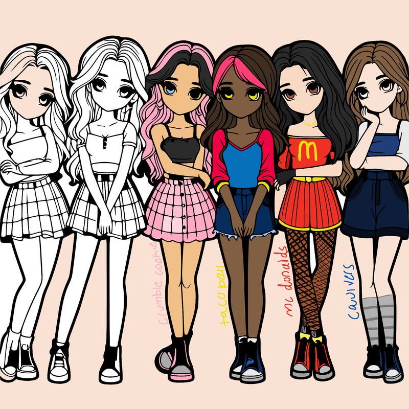 a group of girls realistic