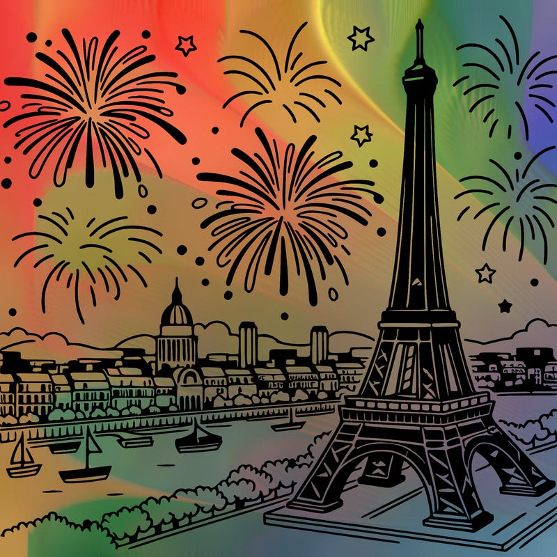 tour eiffel with fireworks