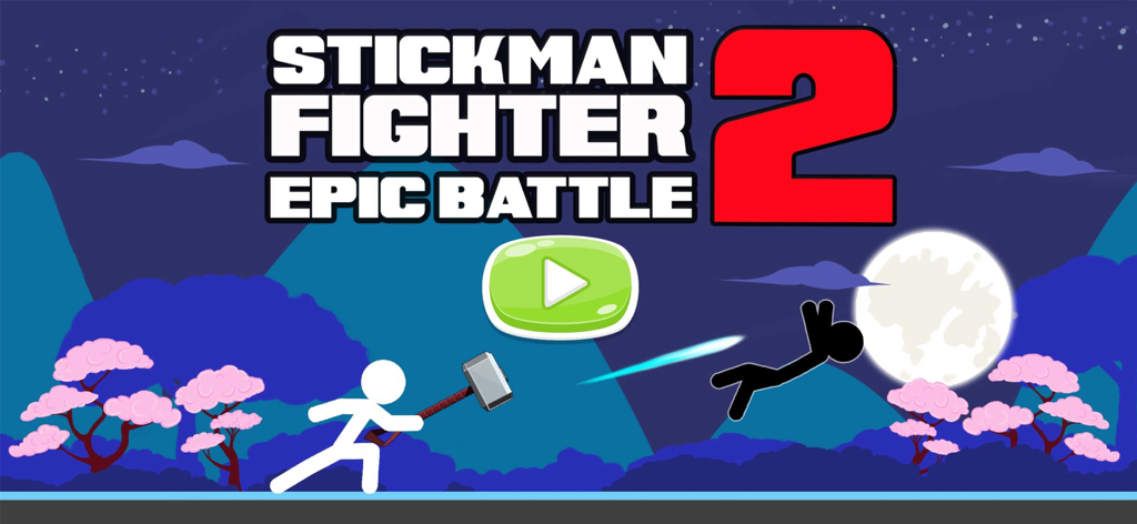 Stickman Fighter Epic Battle 2 - Stickman Fighter Epic Battle 2 game title screen showing a stickman with a hammer fighting enemies