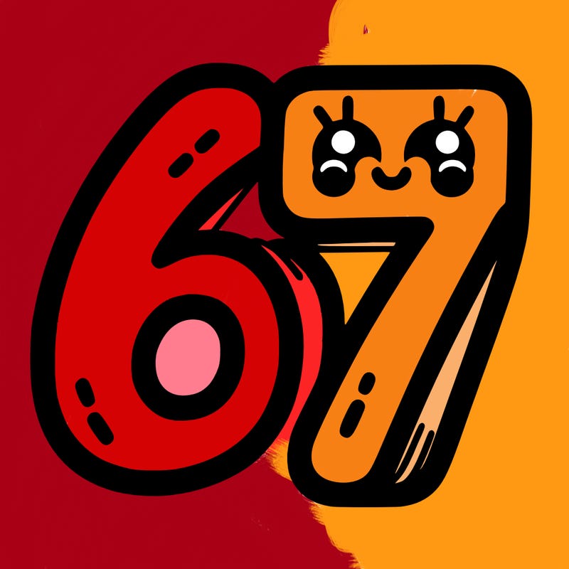 the numbers 67