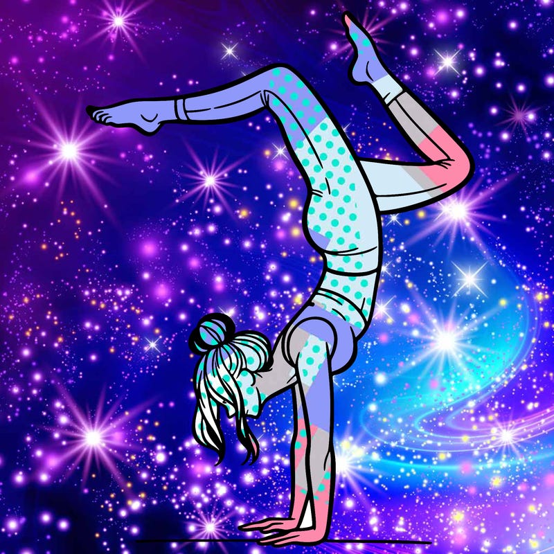 a woman doing a handstand