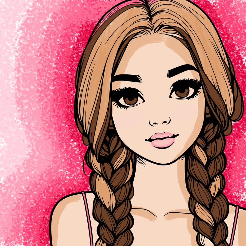 realistic girl with braids