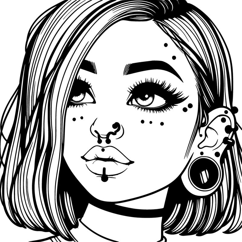 realistic girl with piercings