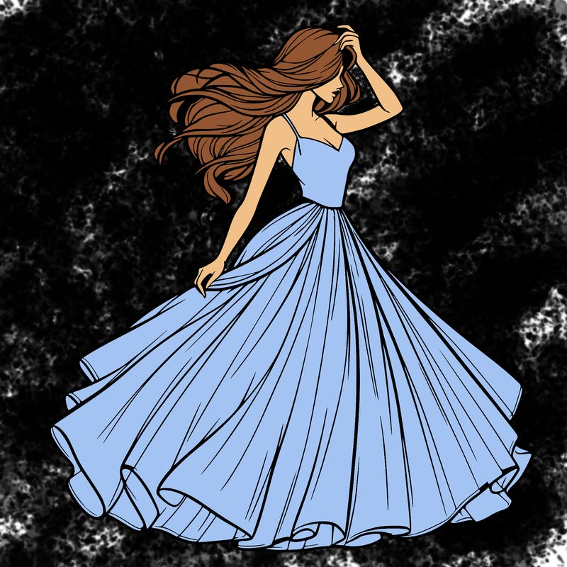 realistic woman with dress flowing in the wind