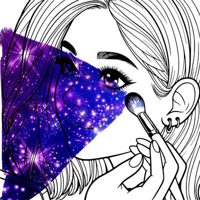 a realistic girl doing her makeup