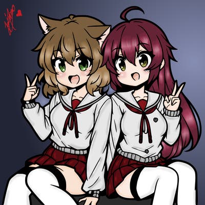 two anime girls hanging out