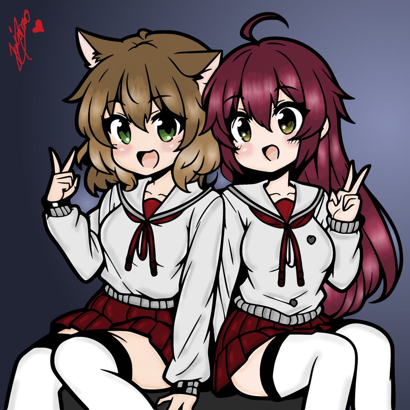 two anime girls hanging out