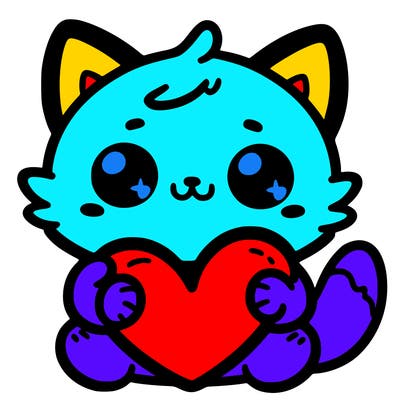 cartoon cat holding a heart