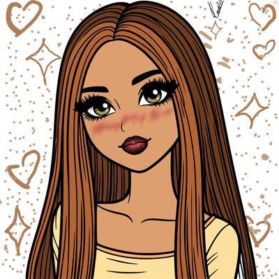 realistic girl with straight and long hair