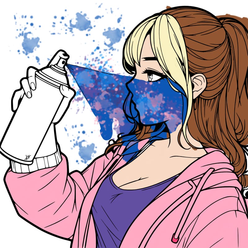 a realistic girl spray, painting