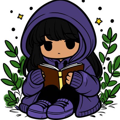 girl in oversized hoodie reading a book