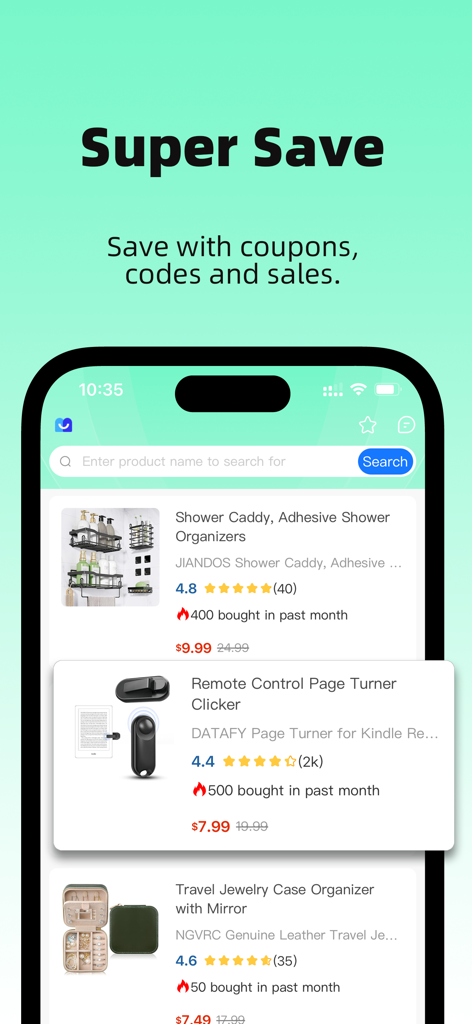 DealHurryUp - DealHurryUp app interface displaying Amazon product deals with coupons and price drops for home and tech items