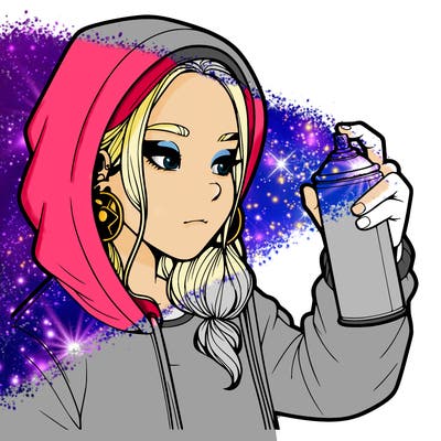 a realistic girl, spray painting