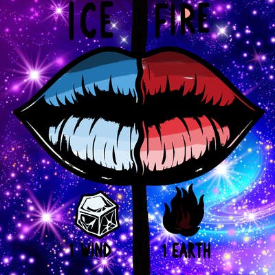 realistic lip split in fourth . 1 fourth ice 1 fire 1wind 1 earth