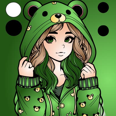 realistic girl in a animal pjs hoodie