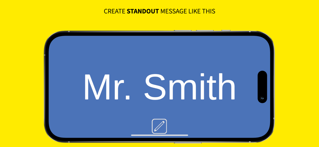 AirportBoard - AirportBoard app displaying a digital sign with the name Mr Smith on a smartphone