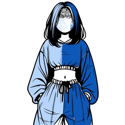 realistic girl faceless with baggy pants and a crop top