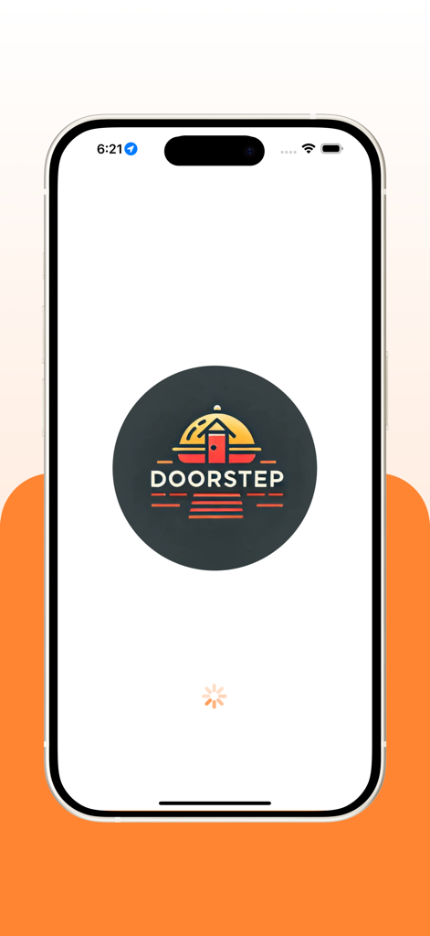 Doorstep Delivery - Doorstep Delivery app splash screen showing the company logo on a white background.