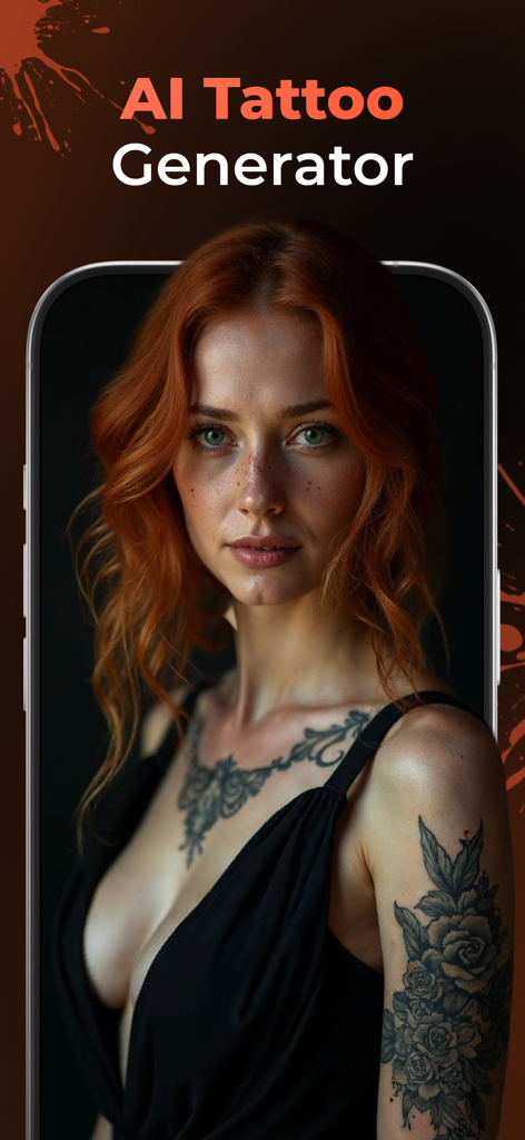 Aink - AI Tattoo Generator App - Aink AI Tattoo Generator showcasing realistic tattoo designs on a woman