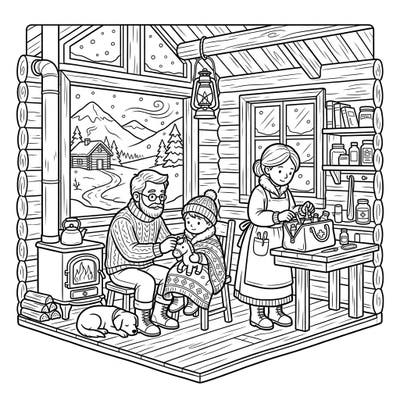 Step into a comforting scene where dedicated frontier doctors bring care and warmth to a snow-covered landscape. This engaging coloring page captures a touching moment of healing amidst a serene winter backdrop.