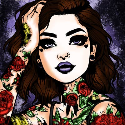 realistic girl with tattoos all over