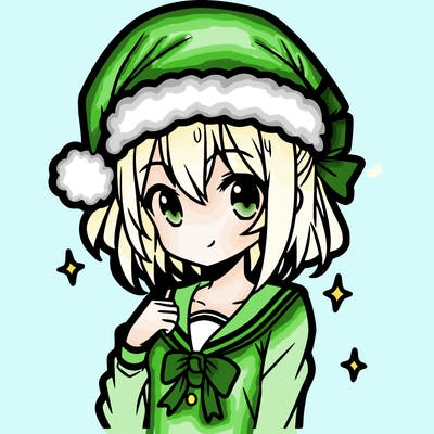 anime girl wearing a santa hat