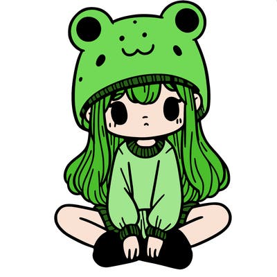 a girl wearing a frog hat and some frog socks
