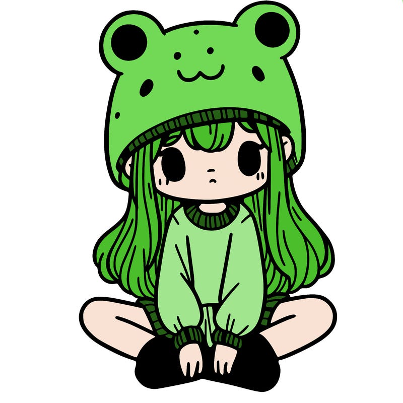 a girl wearing a frog hat and some frog socks