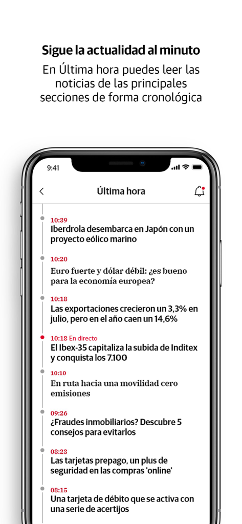 iPhone mostrando una lista cronológica de noticias de última hora en la aplicación Las Provincias