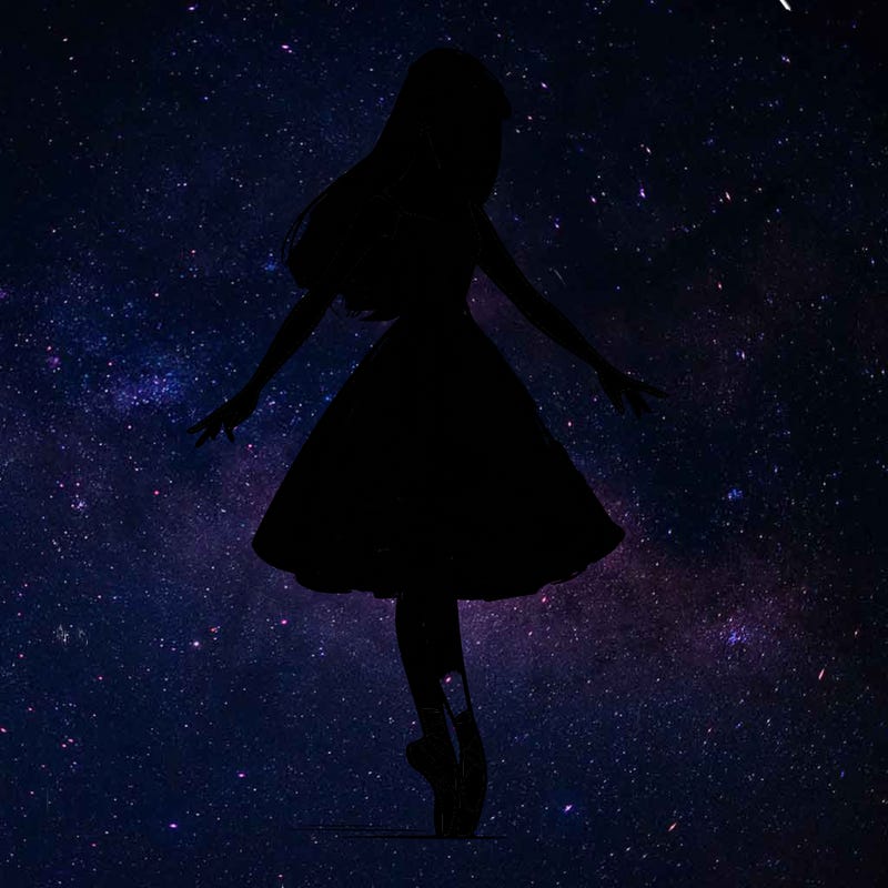 realistic ballerina with straight longish hair on pointe