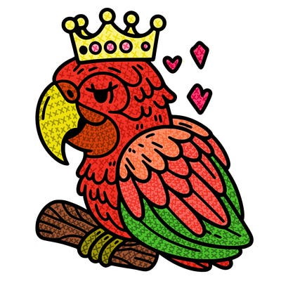 macaw with a crown