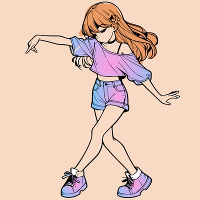 realistic girl danceing