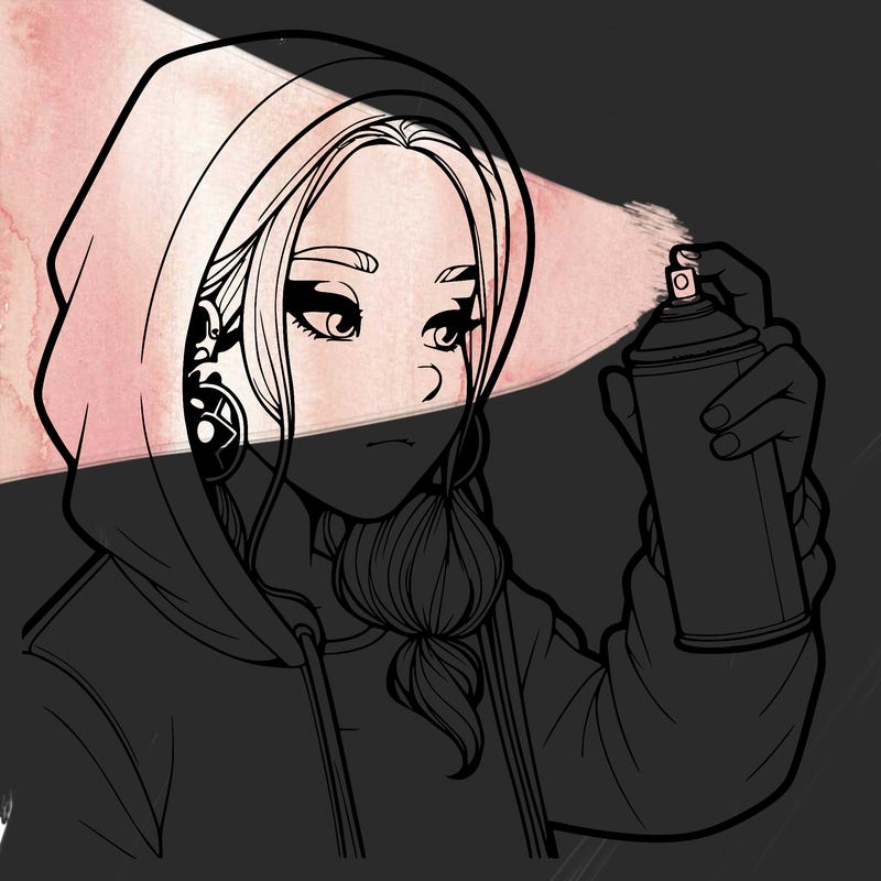 a realistic girl, spray painting