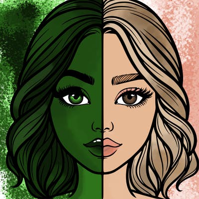 realistic girl split half