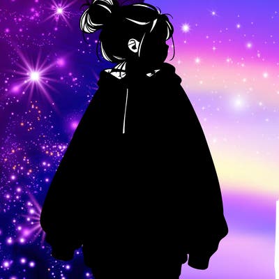 realistic girl with a oversized sweatshirt on and a bun