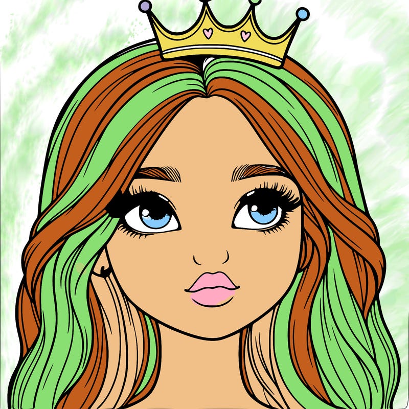 a realistic girl with a crown on