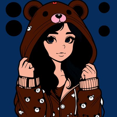 realistic girl in a animal pjs hoodie