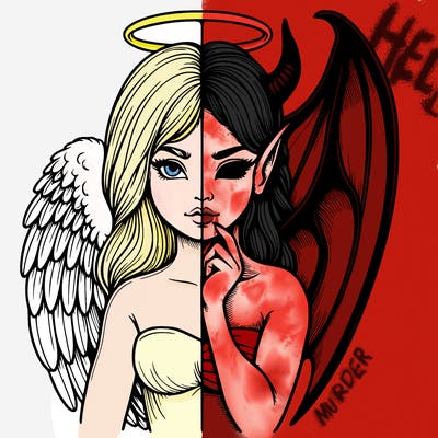 realistic angel half demon