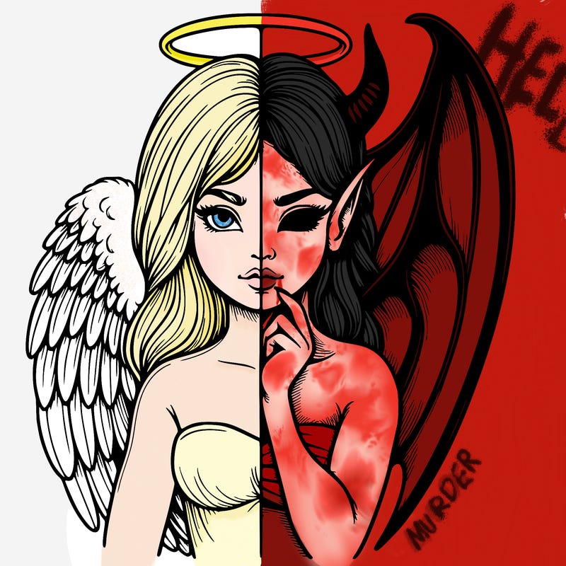 realistic angel half demon