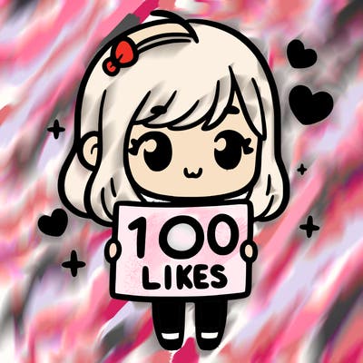 cute girl holding up a sign that says 100 likes