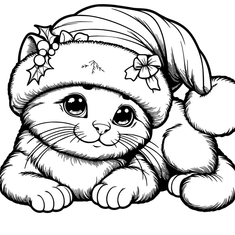 realistic christmas cat