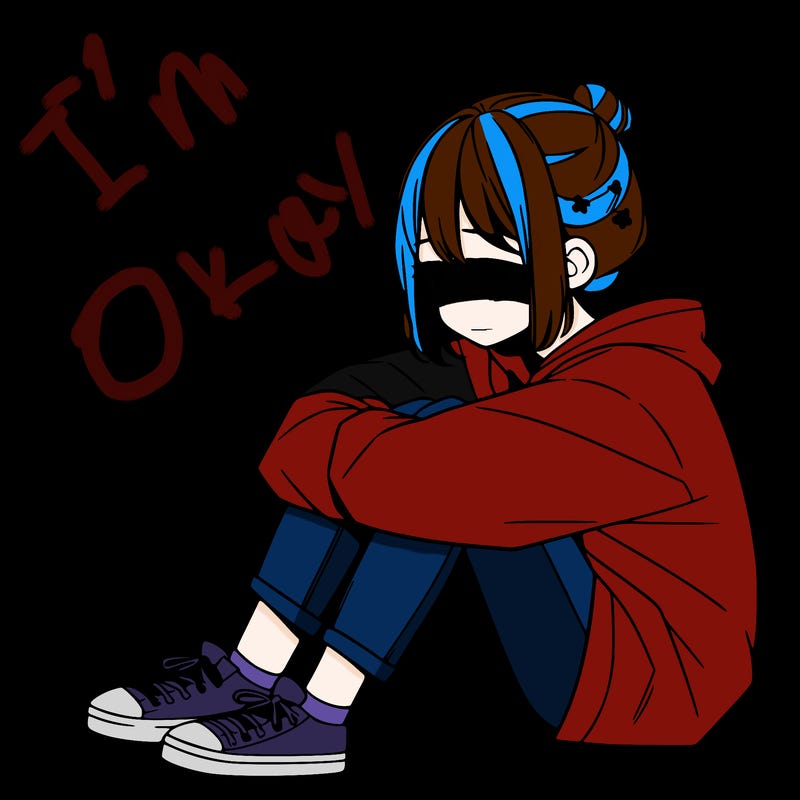 sad anime girl sitting alone